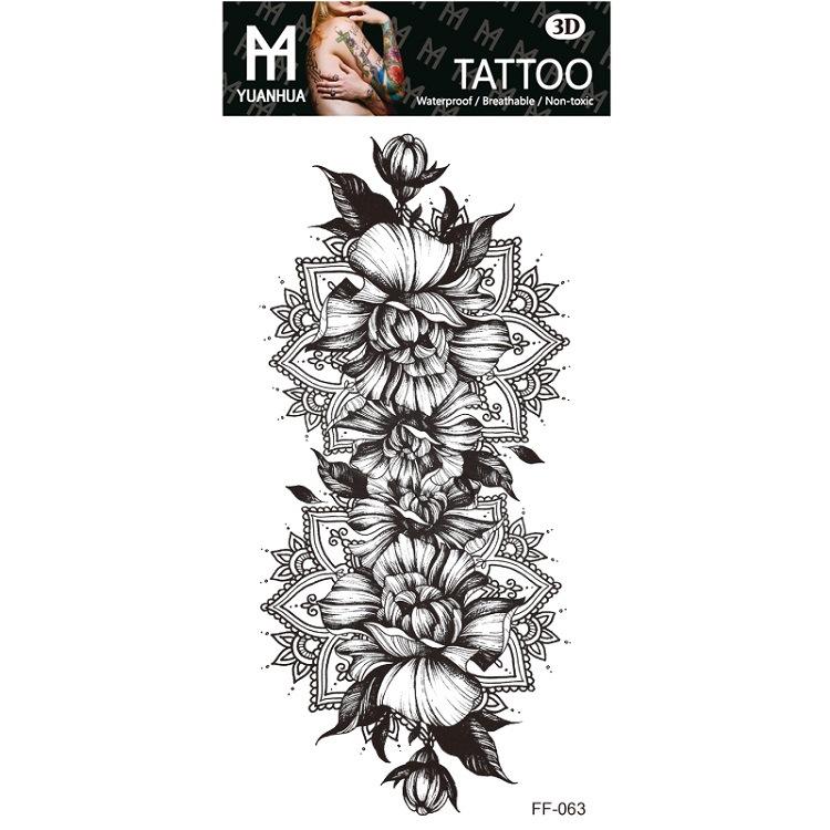 Plain Flower Bohemian Blue Rose Mermaid Waterproof Tattoo Sticker Simulation Water Transfer Sample Sticker