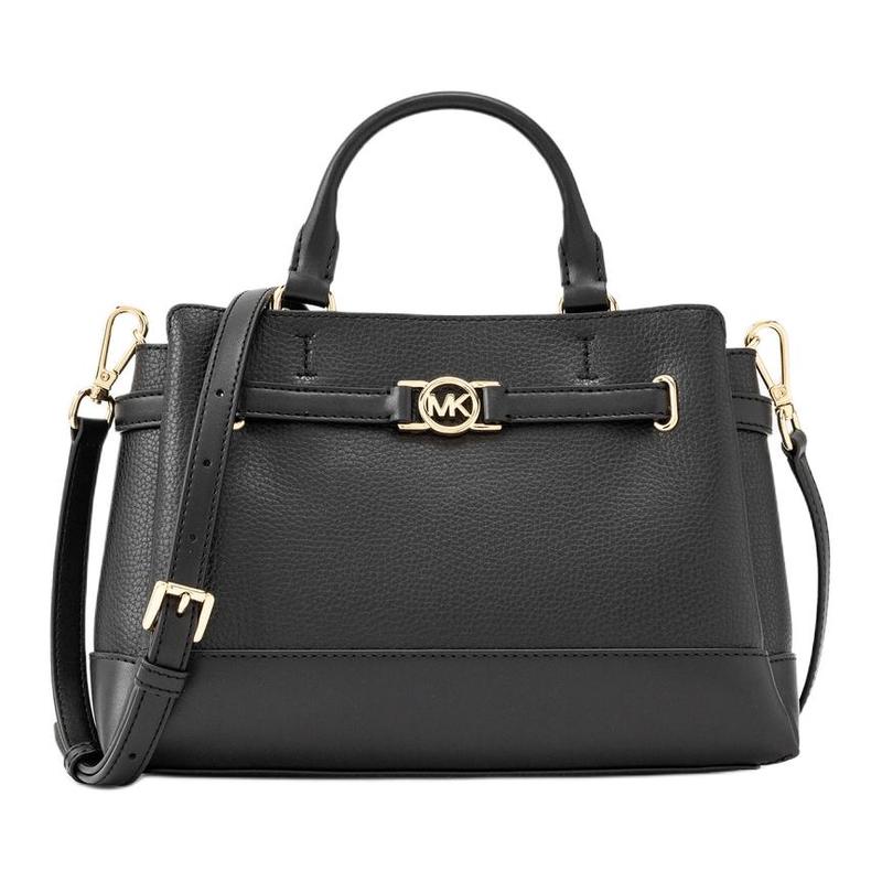 MICHAEL KORS Reed REED logo gold hardware cowhide shoulder crossbody tote small women s black чёрный