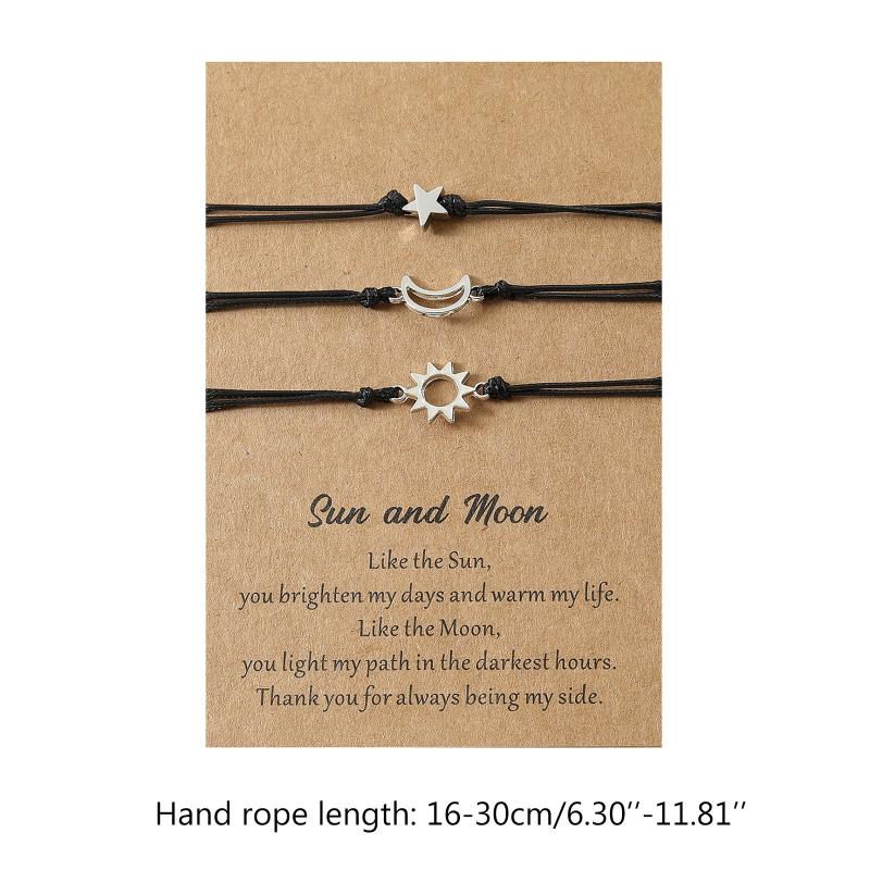 3Pcs Friend Card Bracelet European and American Creative Alloy for Sun Moon Star Circle Woven Bracelet Fashion Jewel