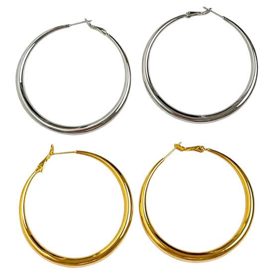 1 Pair Thick Chunky Hoop Earrings for Women, Large Round Circle Hooped Earrings, Hypoallergenic Lightweight Jewelry Gift
