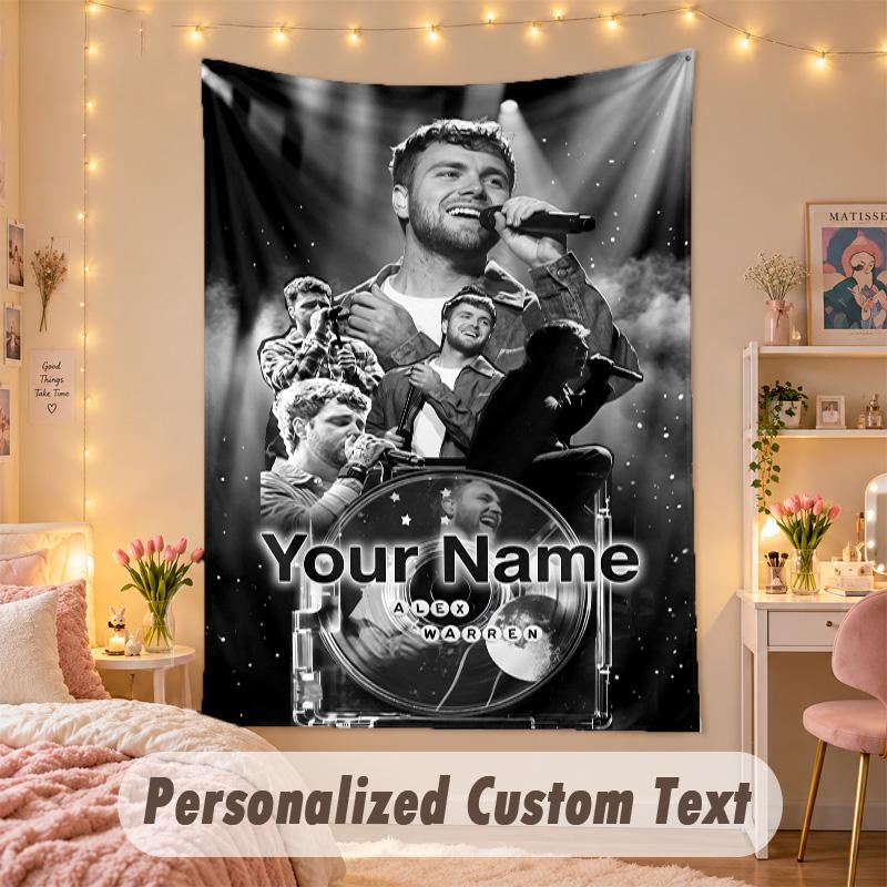 Custom Personalized Tapestry,Alex Warren Print Custom Name Text Wall Art Hanging for Bedroom