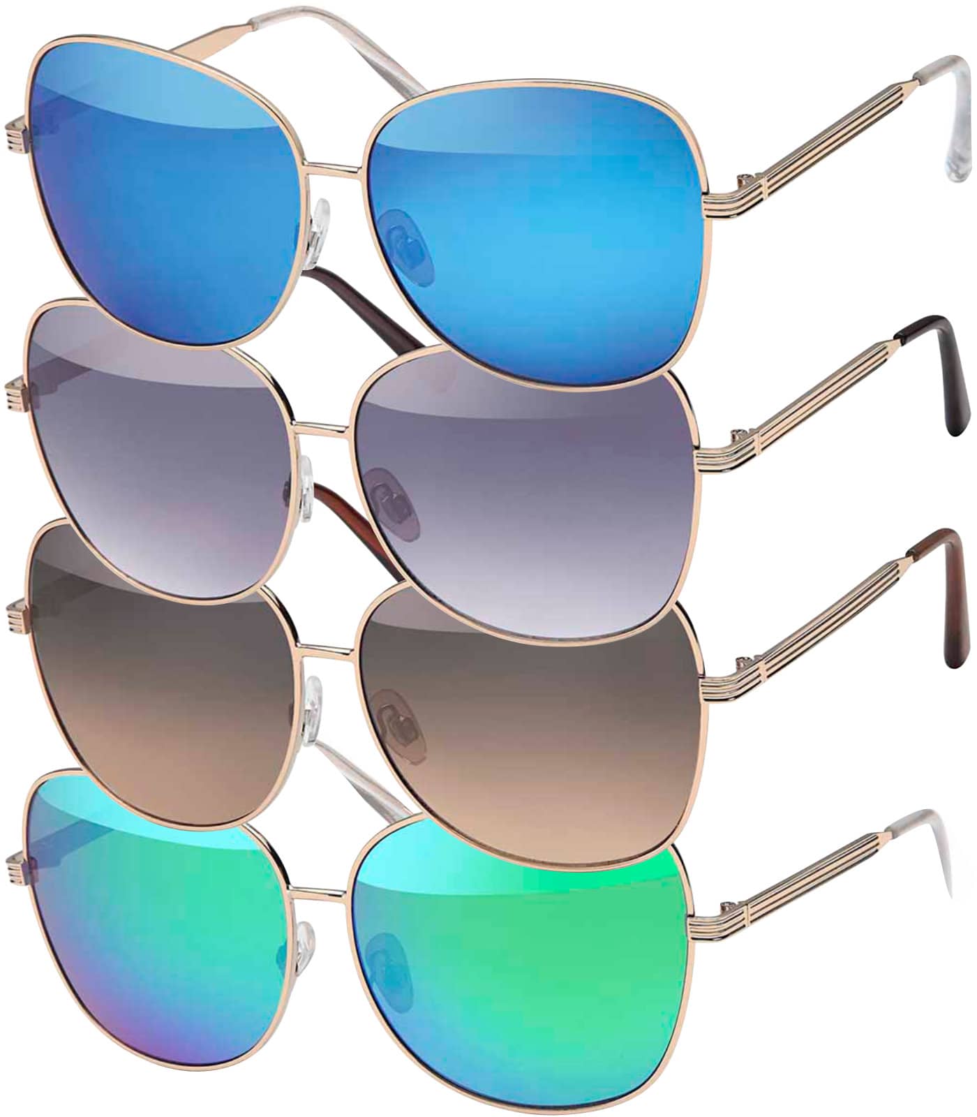 Óculos de sol aviador masculino com armação de metal One Size azul escuro