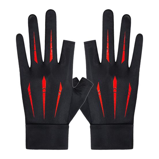 

1 пара велосипедных перчаток, нескользящие, с защитой от солнца, с двумя открытыми пальцами, летние, мужские, женские, из ледяного шелка, для катания на открытом воздухе A красный