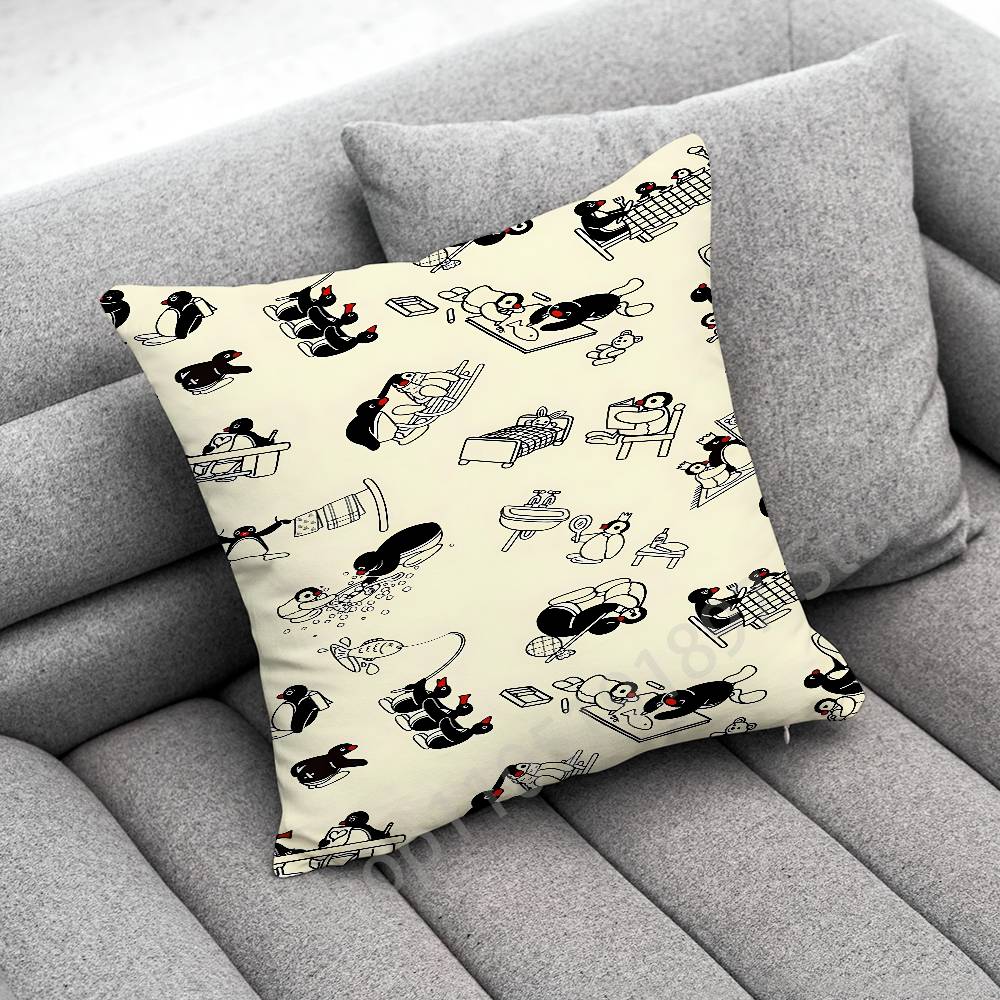 Penguin P-Pingu Funny Throw Pillow Case For 50X50Cm 40X40Cm 55X55Cm 45X45Cm 30X30Cm Square Bedroom Pillowcase Cover