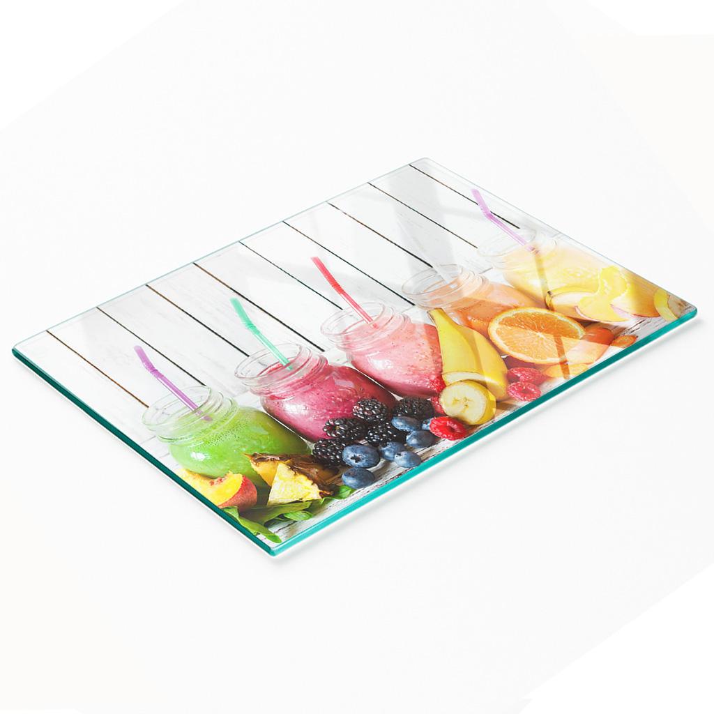 Decorative Glass Kitchen Chopping Board for Fruit Cocktails 80x52 cm