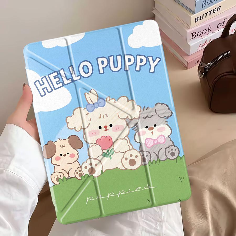 Black And White Puppy Holder Cover Tablet Case For iPad Mini 6 7 Air 4 5 M3 M2 1 2 M4 11inch Pro 11th 10th 9th 8th 7th 12.9inch
