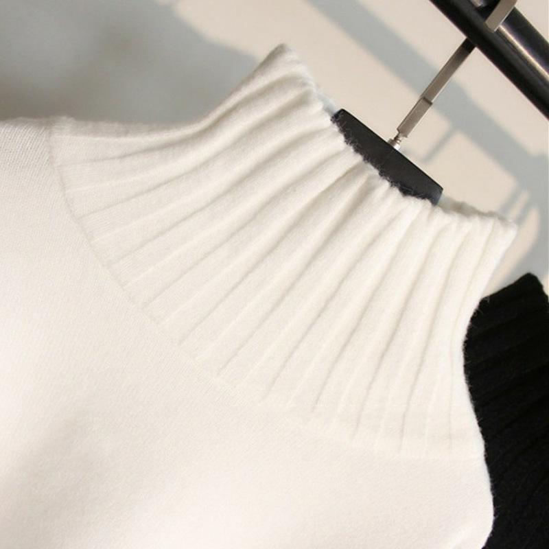 Women Pullover High Elasticity Knitted Ribbed Slim Jumper Autumn Winter Basic Female Sweater Truien Dames Turtleneck Sweater