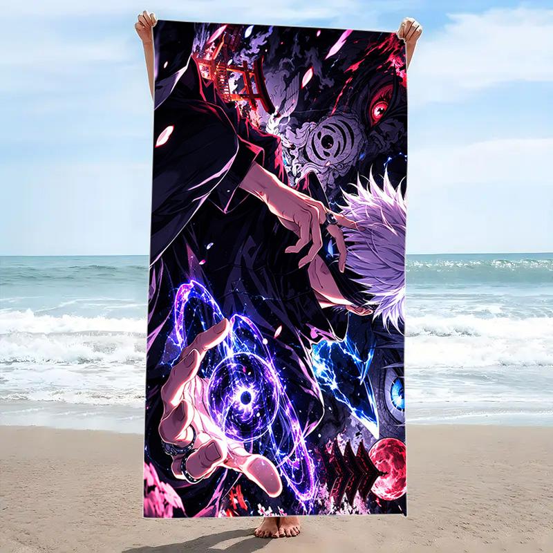 Gojo Satoru Print Beach Towel, Large Soft Quick Dry Towel for Beach Camping Swimming