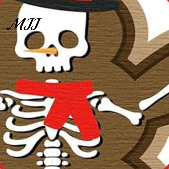 Alternative Christmas Tree Decor 12/24/36Pcs Ornaments, Skeleton Gingerbread Decorations, Gothic Skull Wooden Holiday Pendants Wooded Hanging
