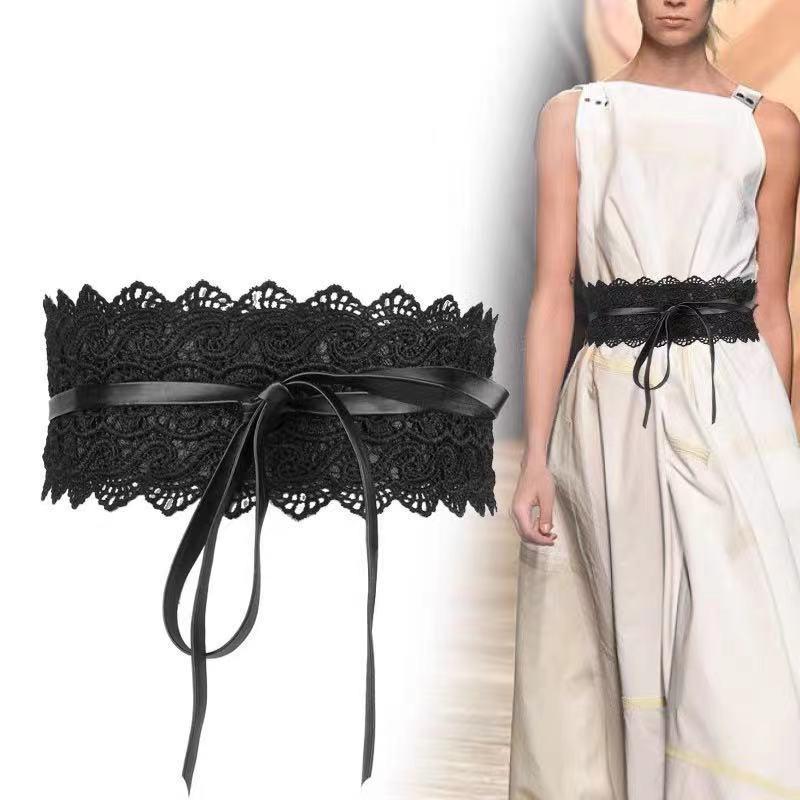 Vintage Boho Spitze Schleife Taillengürtel Breiter Dekorativer Spitzen Gürtel Mit Gezacktem Rand Breiter Taillenabschluss Für Kleider Röcke Und Freizeit Outfits