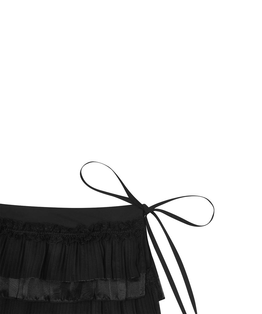 LUVISTRUE Pa Frill Warp Skirt(Black)