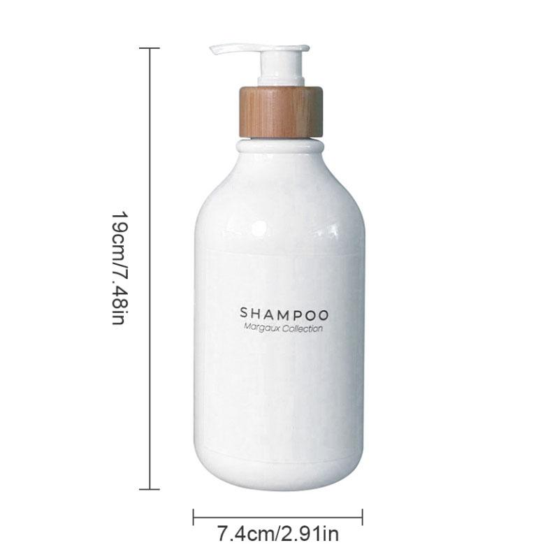 White Soap Dispenser Shampoo Bottl 500ml Bathroom Body Soap Bottle Large-capacity Lotion Bamboo Pump PET Empty Refillable Bottle