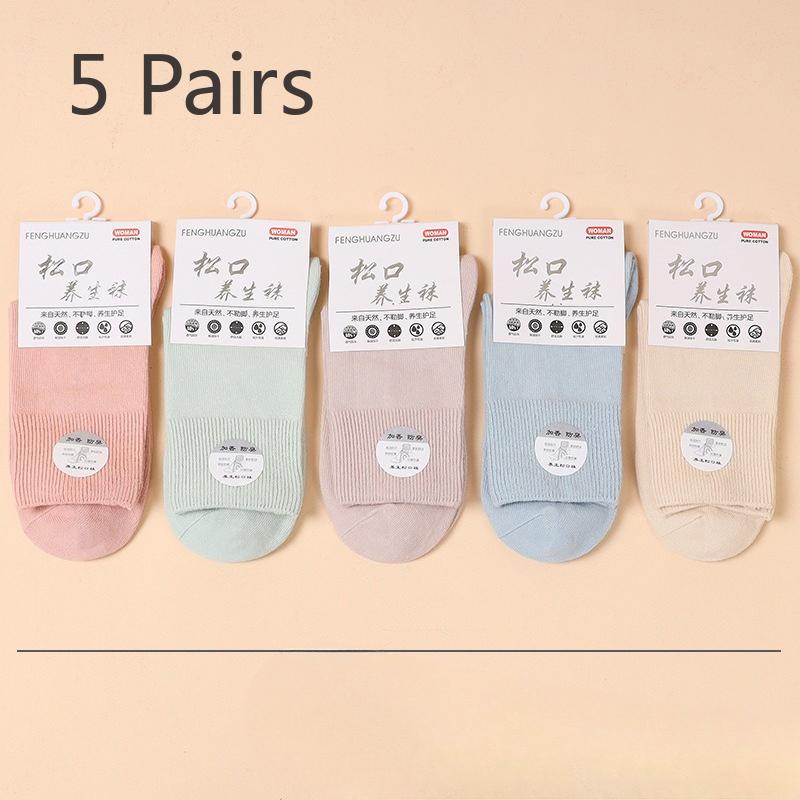 

5 пар носков из чистого хлопка, женские носки до середины икры, носки большого размера свободного кроя, антибактериальные, дышащие, из гребенного хлопка, для широких ног, полных 5 pairs