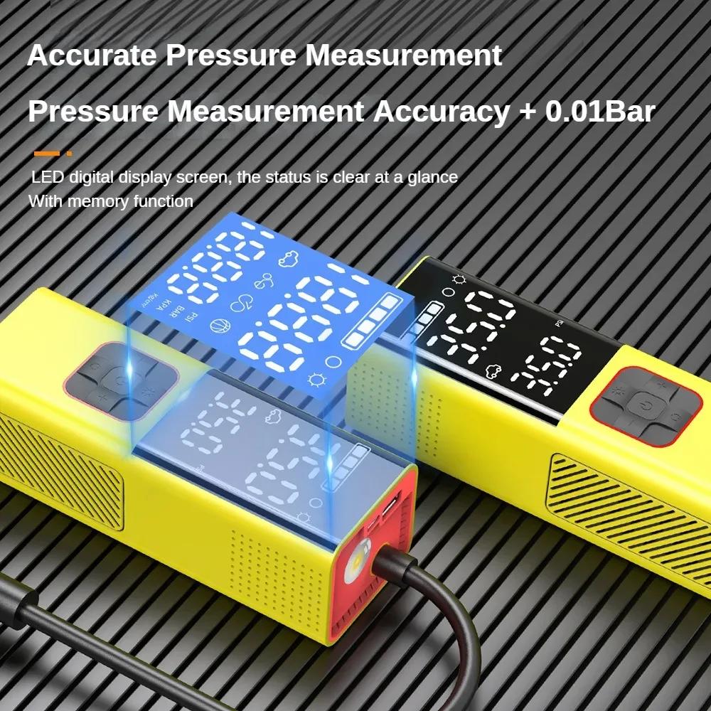 1 Set Mini Car Air Pump Portable Self  Inflatable Pump 150W Electric Tire Pump Handheld Wireless Digital Display Charging Pump