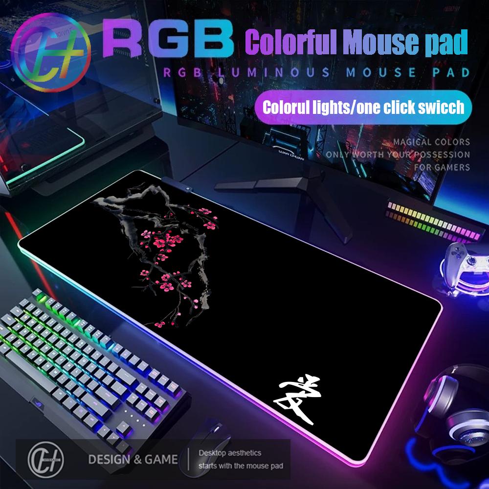 Kersenbloesem Ai Muismat, Minimalistische Japanse Bureau Decoratie RGB Gaming Muismat Bureau Mat HD Gamer Groot LED Licht XXL