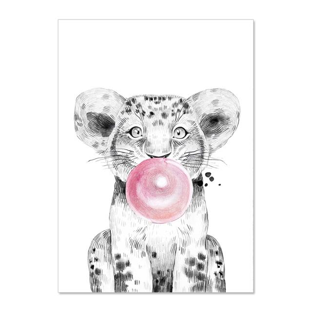 Nordic Animal Zebra Giraffe Blowing Bubbles Prints And Posters Wall Art Canvas Paiting Wall Pictures For Living Room Home Décor No Frame