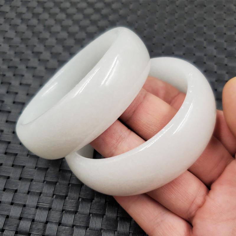 Xinjiang Hetian White Jade Widened Bracelet Inner Diameter 54-56 mm