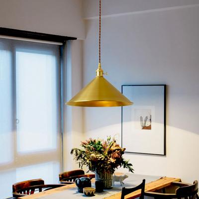 Vintage Kupfer Pendelleuchte Drehschalter Gold Dreieck Hot Pot Restaurant Milchteeladen Restaurant Einfache Leuchten E27