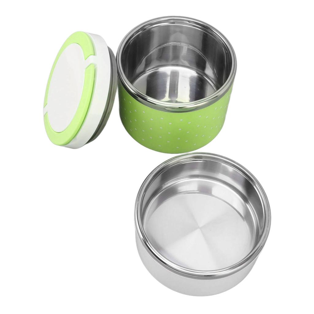 Bento Lunch Box Stainless Steel Lightweight PP Housing Double Layer Anti Leakage Food Lunch Container for Student Green