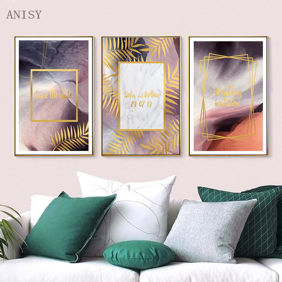 

Abstract Unique Colorful Red Marble Poster Golden Leaves Canvas Paintings Wall Art Pictures for Living Room Modern Home Decor
