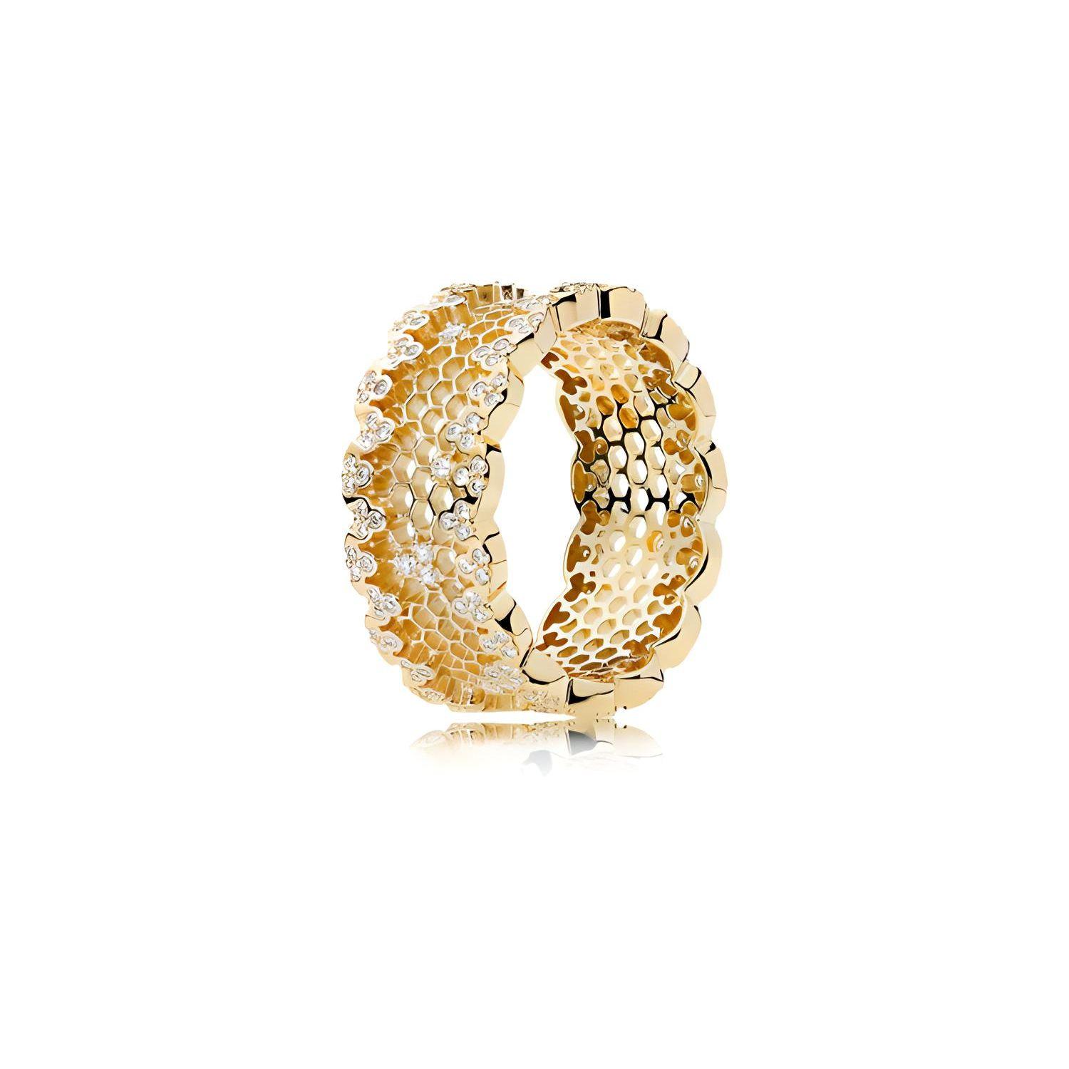Pandora Shine Honeycomb Lace Ring Women rings Gold 167100CZ 50