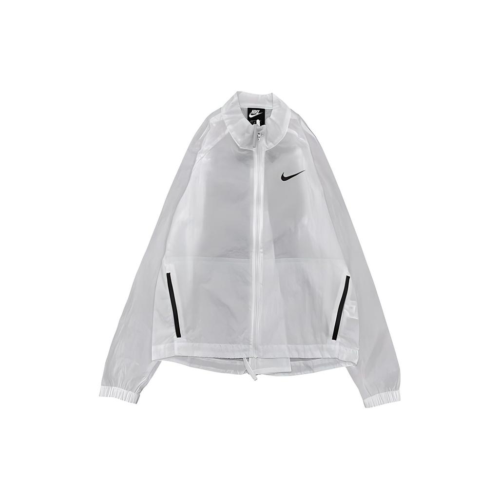 Nike Printed Logo Zip-Up Long Sleeve Jacket Spring Women jackets White DC3942-100