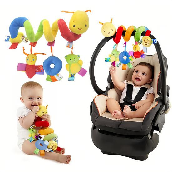 Baby Rattles Infant Spiral Plush Toy Bright Colors Baby Stroller Plush Toy Stimulating Baby Curiosity Toy for Newborn Infant