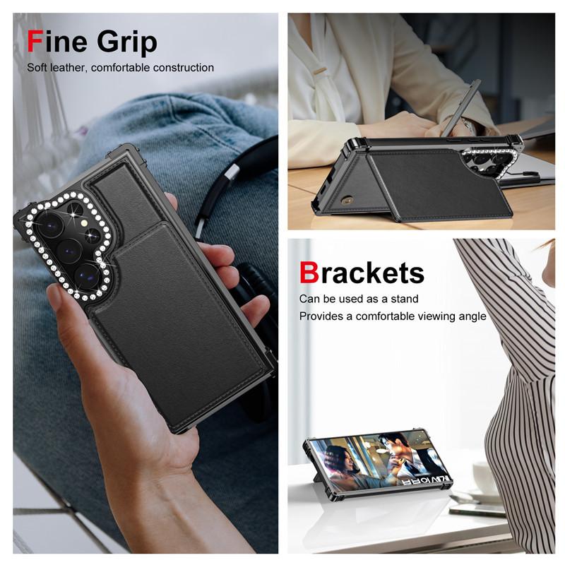 Suitable for Samsung S24 SIM Card Phone Case Samsung S24 Ultra Leather Texture Card Case Drop Protection Case