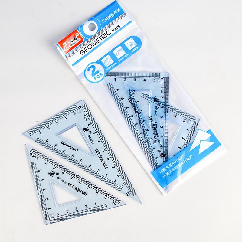 Transparent Student Drafting Ruler Set with Square and Triangle - 2 Pack 2-Pack Triangle Ruler (8003)