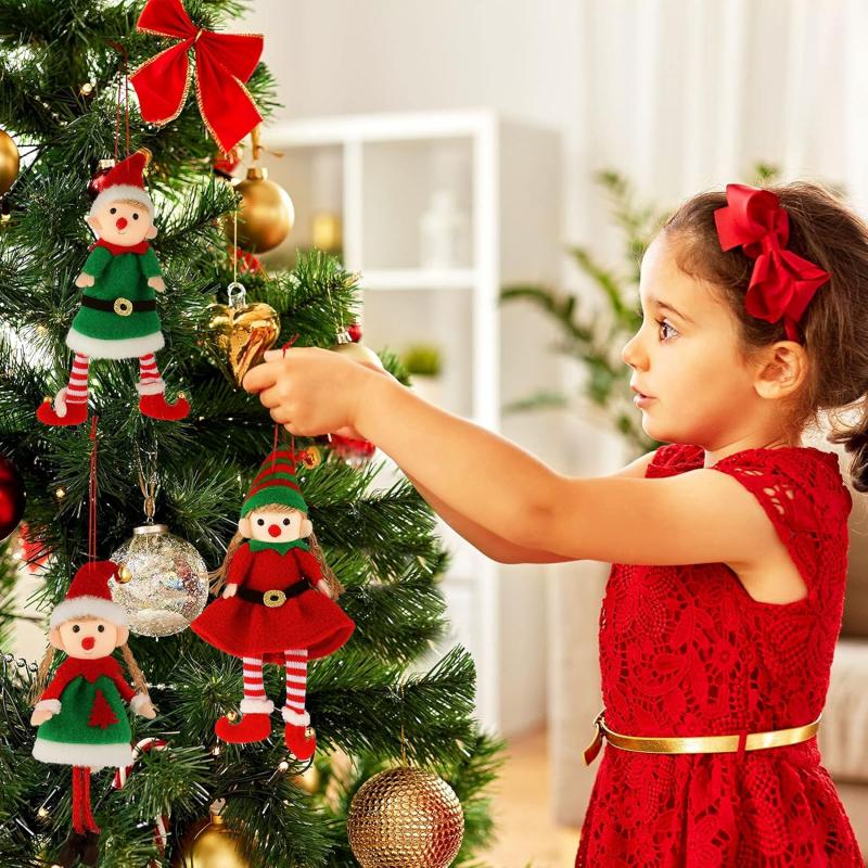 Newest Christmas Elves Stuffed Plush Dolls Hanging Ornaments Xmas Tree Decor Cute Boy Girl Elf Pendant Kids Gifts New Year Noel