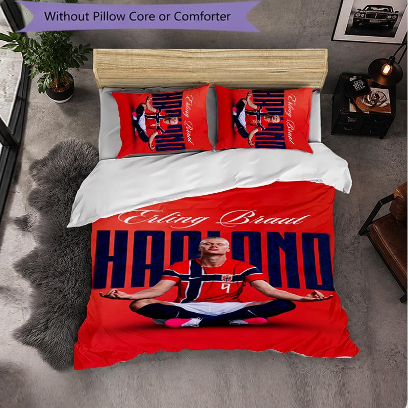 Biancheria da Letto a Tema Erling Haaland Set 3 Pezzi Copripiumino Biancheria da Letto Decorativa Per Stanza Adolescenti Decorazione Casa