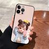 Cartoon Girl Pattern Case for iPhone XS Max XR 13 12 11 17 Pro Max 7 8 17Air 15 16 14 Plus Black Soft Phone Cover