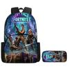2Pcs Set Backpack With Front Pocket And Pencil Bag,Cartoon Fortnite School Bags For Boys Girls Age 5-10,Durable Lightweight Bags