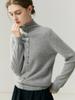 High Neck Cashmere Cardigan: Autumn/Winter Button-Up Rolled Hem Knitwear Sweater for Women.
