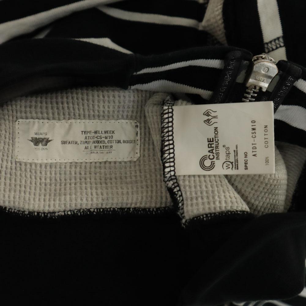WTAPS made in Japan Border Pattern Long sleeve Zip hoodie S white x black Men's Used