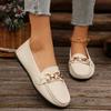 Fashion Women's Fashion Flat Shoes Autumn New Round Head Deep Mouth Metal Chain Soft Sole Anti-slip Wear-resistant Low-top Shoes