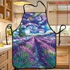 1pc Starry Sky Lavender Patterned Apron, Reusable, Suitable for Kitchen And Restaurant, Easy, Lightweight, for Barbecuing, Cooking, Cafes, Gifts for V