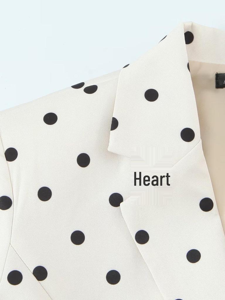 Blazer de Terno Feminino de Bolinhas Dupla Face com Lapela 2025 - Moda Outono/Inverno