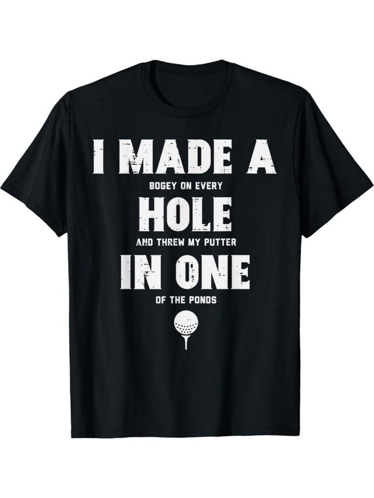 I Hit a Holeinone Men'S Black Tshirt Funny Golf Graphic Perfect for Golf Lovers And Dads Parties Beach & Sports Outdoor Clothing|All-Season Casual Wea