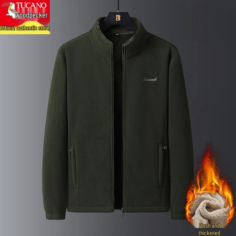 Woodpecker Men s Winter Fleece Hoodie: Warm, Thick, and Stylish for Middle-Aged and Elderly M (90-110 jin)