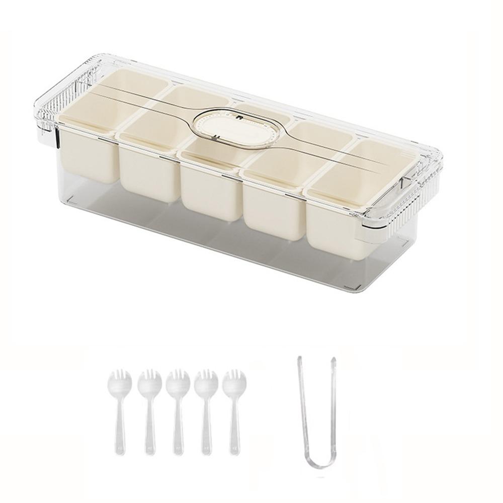 Transparent Ice Chilled Tray Platter 5 Grids Snacks Container Condiment Container for Home