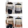 Women S Color Block Pullover Round Neck Long Sleeve Knit Sweater Casual Top