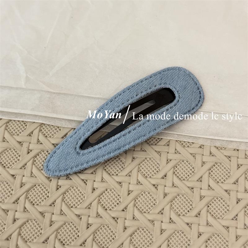 Korean Style Denim Heart & Star Hair Clips - Retro & Versatile Design