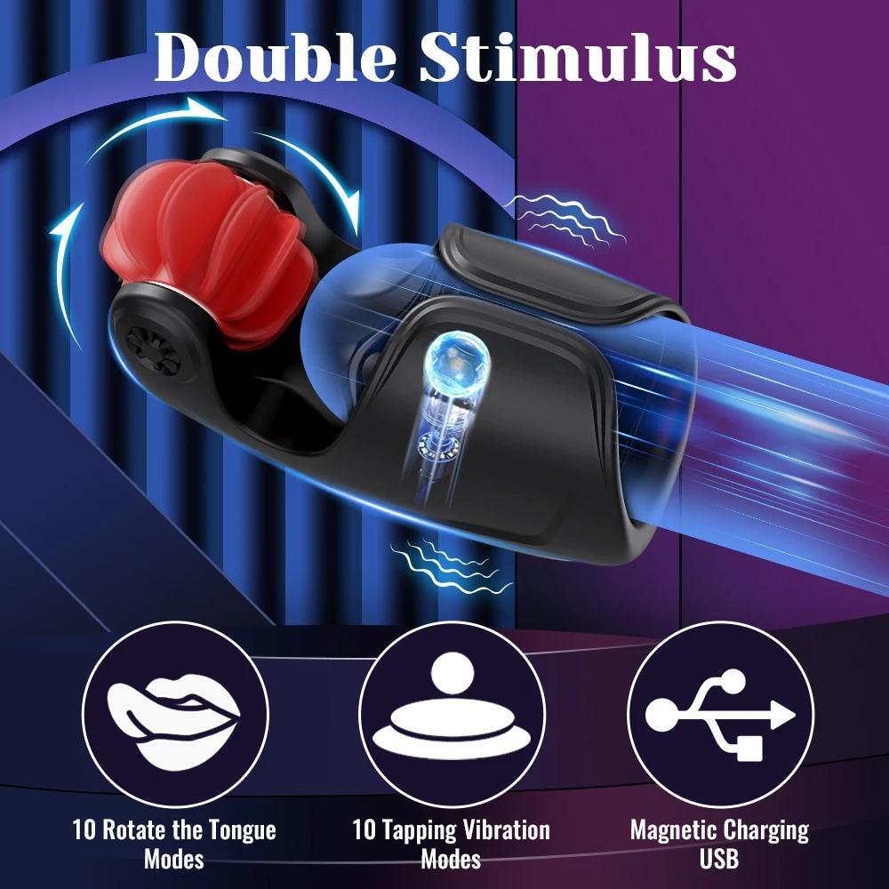 Glan Trainer Vibrator Sex Toys for Men Orgasm Male Masturbator Rotating Tongue-Licking Penis Trainer Masturbator Adult Products