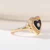 Huitan Black Heart Enamel Rings with Shiny Sun Design New Rings for Women Wedding Party Statement Female Accessories Jewelry