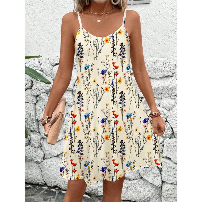 Summer Women Slip Dress Sexy Print Ladies Skirt Summer Print Suspender Skirt