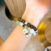 New Chinese Style Beaded Bracelet Watch Strap for Xiaomi Band 10, Premium Replacement Wristband, Green Grape Milk Tea Design