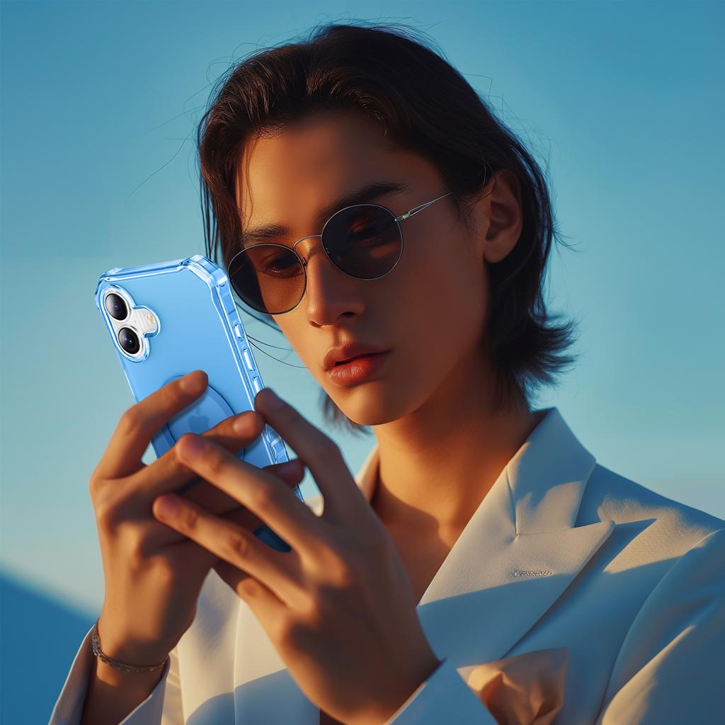 Coque pour iPhone 16 Compatible MagSafe Bord Ondulé Fin Housse de Téléphone PC + TPU