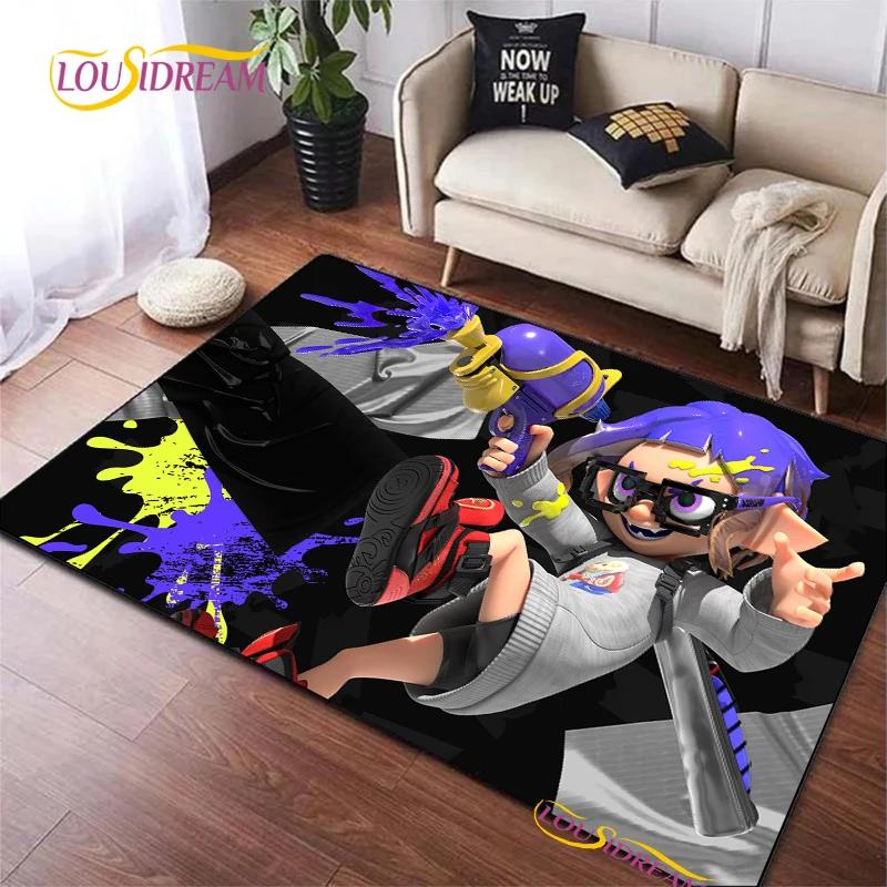 Tappeto Cartone Animato Gioco Splatoon per Soggiorno Camera da Letto Decorazione Tappeti da Area Cucina Tappetino Antiscivolo Alfombra Regalo di Compleanno Tappetino Poster
