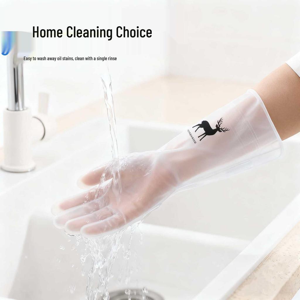 Durable Transparent Waterproof Kitchen Dishwashing Gloves - Wear-Resistant and Long-Lasting Rubber Gloves